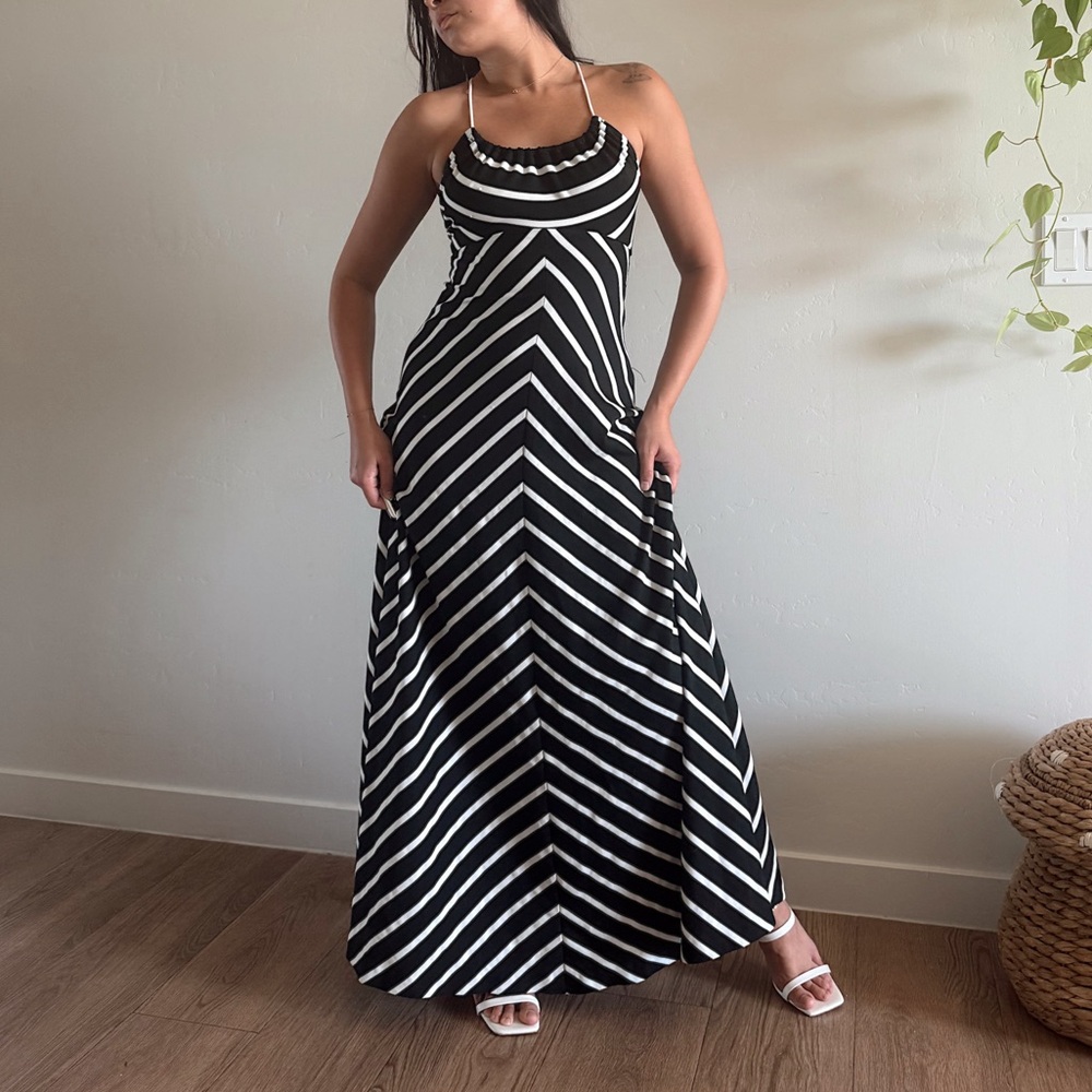 Vintage striped whimsigoth maxi dress